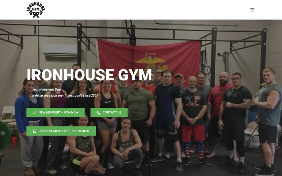 Iron House Gym website with membership information and a clear call to action